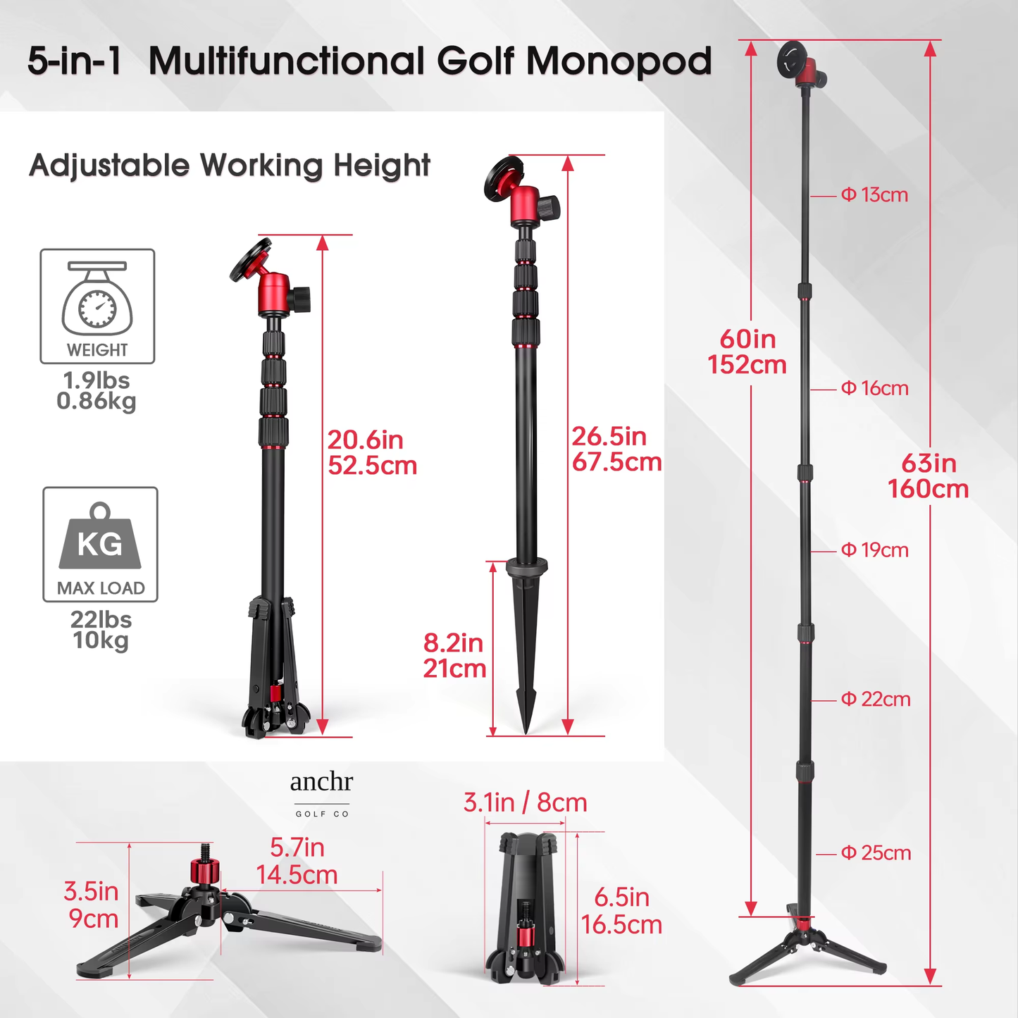 Anchr Golf Tripod